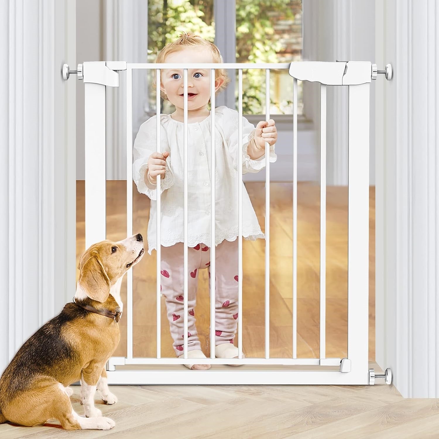 Poarta siguranta pentru copii sau animale, 74 x 77 x3.5 cm, Alb