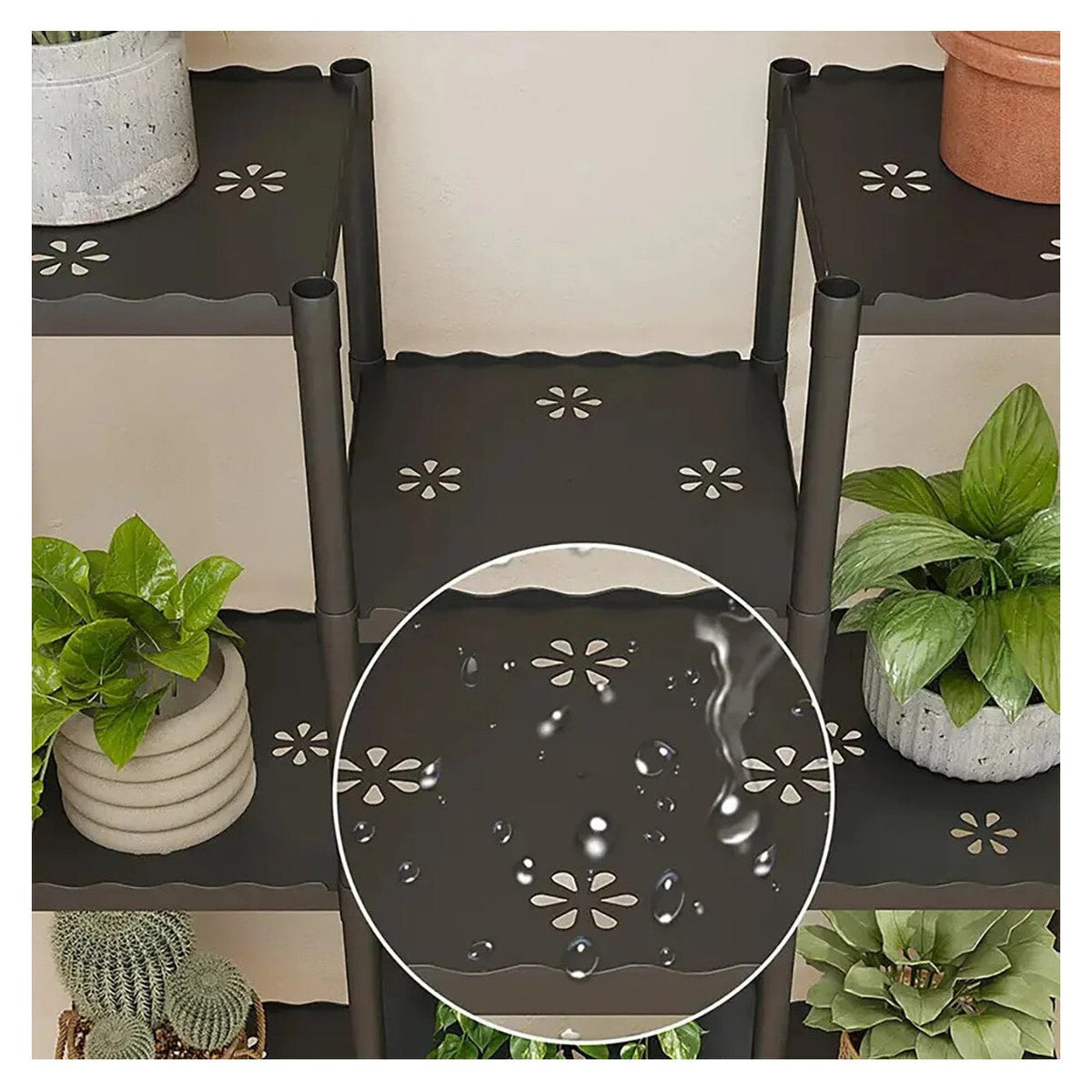 OEM Suport Flori 6 Niveluri cu Roti si Sistem Blocare Raft Multifunctional pentru Ghivece - detaliu produs