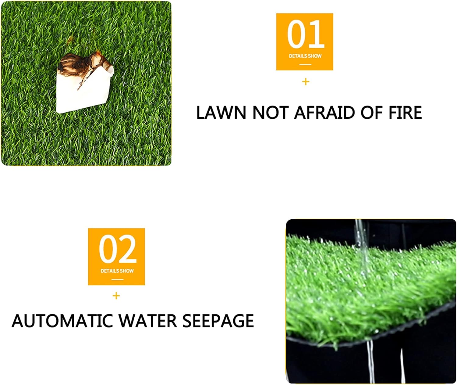 Gazon artificial decorativ – verde natural, drenaj rapid, rezistent UV si foc