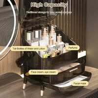 Organizator cosmetice, articole machiaj, bijuterii, cu capac transparent si 3 sertare - imagine 6