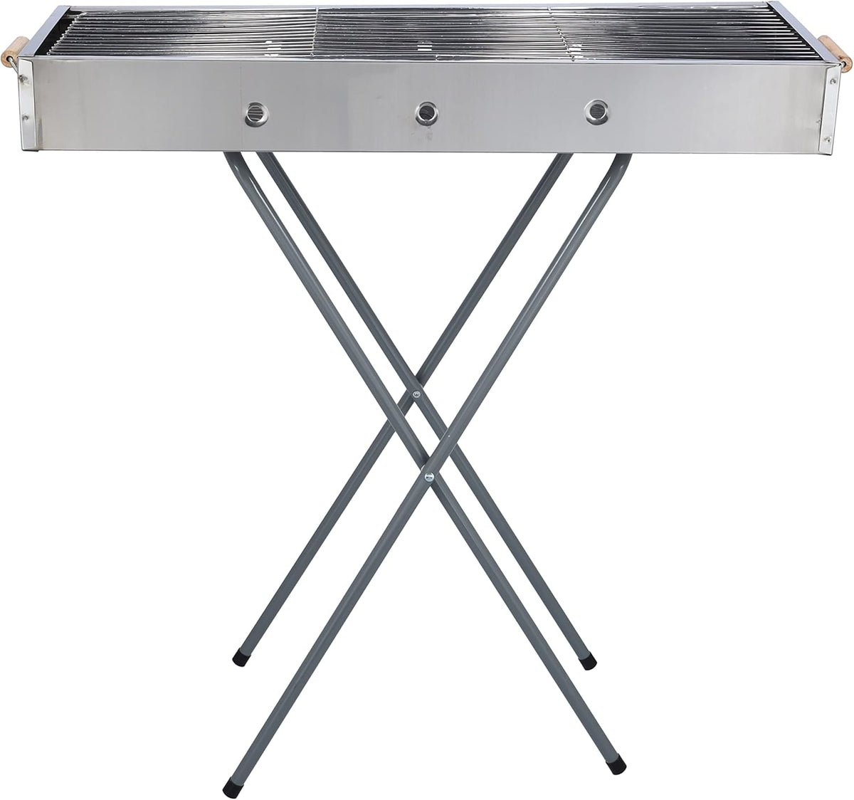 Gratar pliabil portabil  cu maner din lemn, 65x30x67 cm