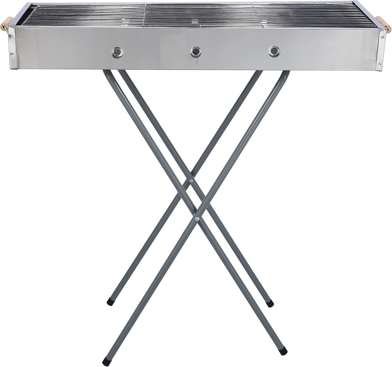 Gratar pliabil portabil  cu maner din lemn, 65x30x67 cm