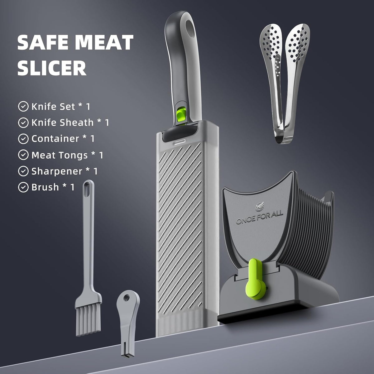 Feliator Profesional pentru Carne cu Lame Multiple din Inox Alimentar si Grosime Ajustabila (2-4mm) – Ideal pentru Tartar, Fasii, Felii si Cuburi de Carne