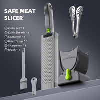 Feliator Profesional pentru Carne cu Lame Multiple din Inox Alimentar si Grosime Ajustabila (2-4mm) – Ideal pentru Tartar