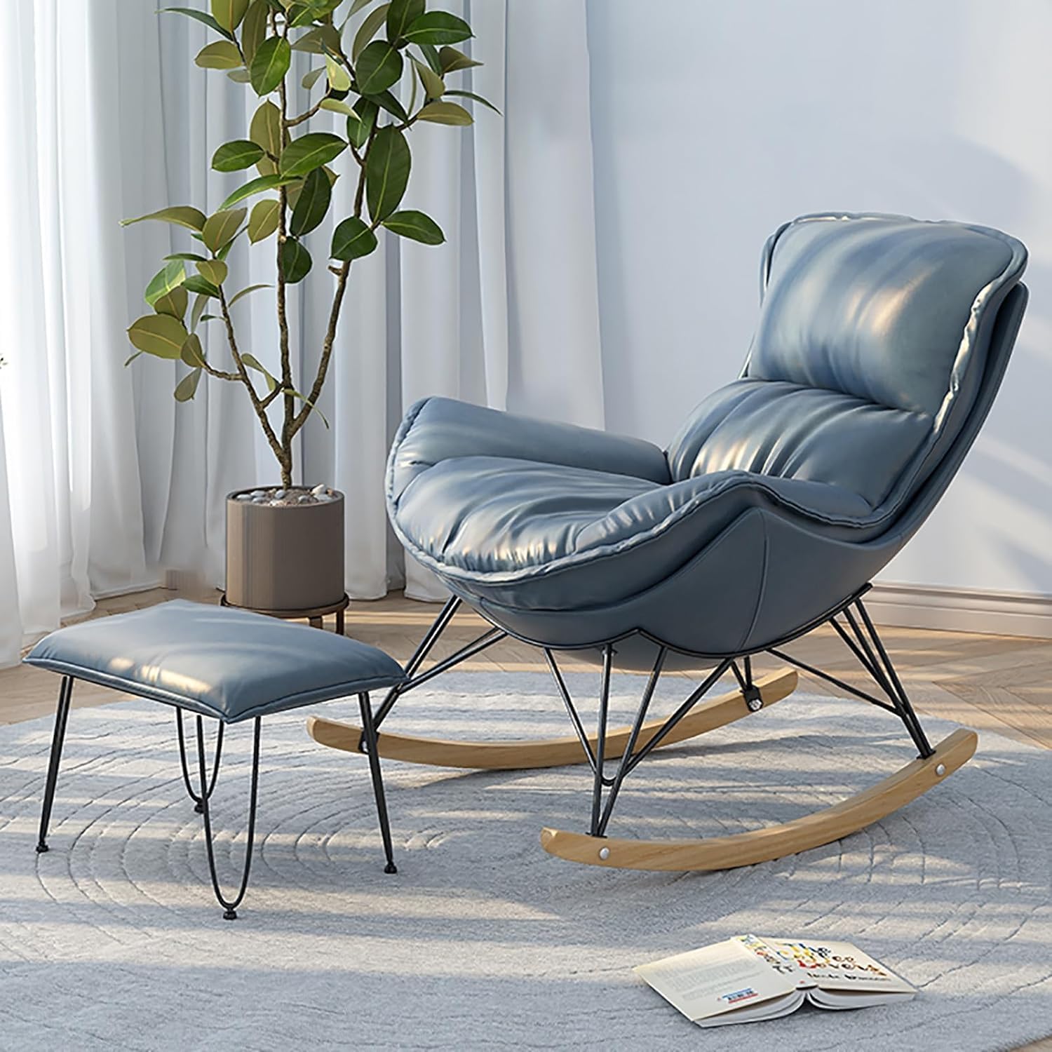 Fotoliu balansoar Lobster cu cadru metalic si perna de picior