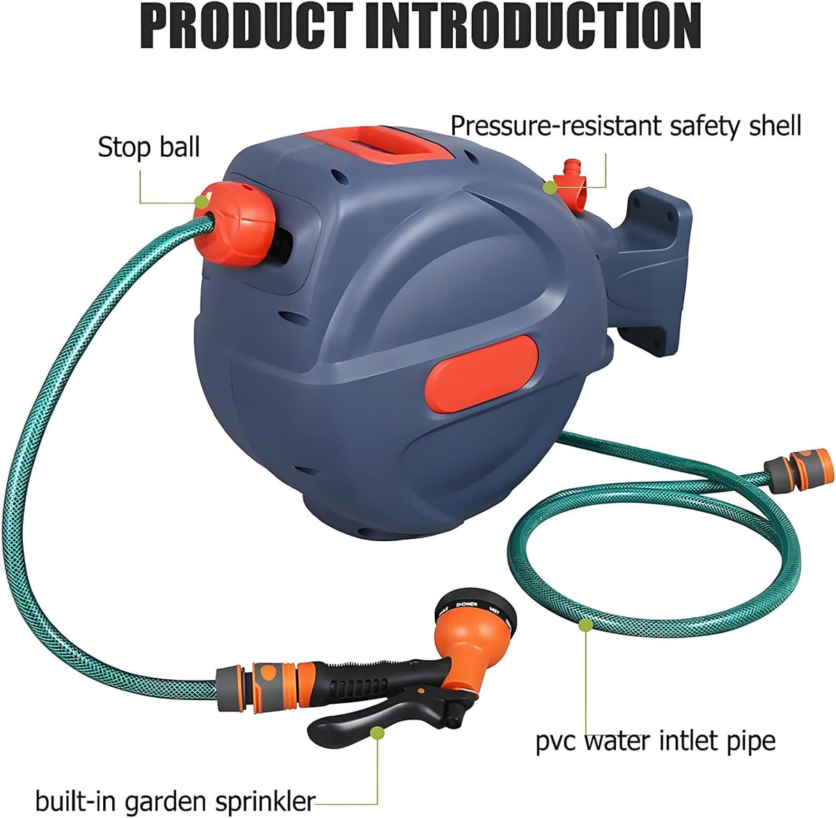Tambur de furtun retractabil automat, perete‑montabil – variante 20 m / 30 m