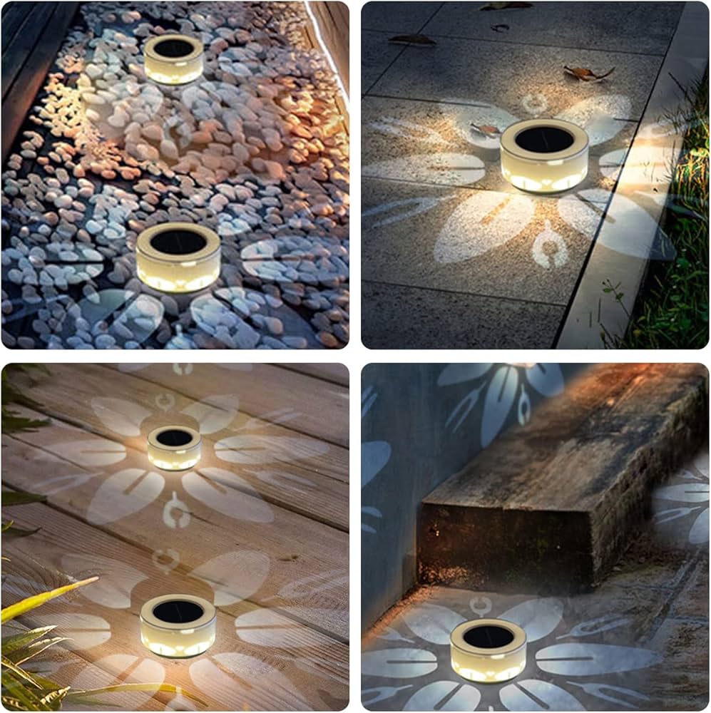 Lampa solara LED decorativa cu proiectie floare, IP65, 5W, alb rece, dimensiuni 12.5 x 6.5 cm