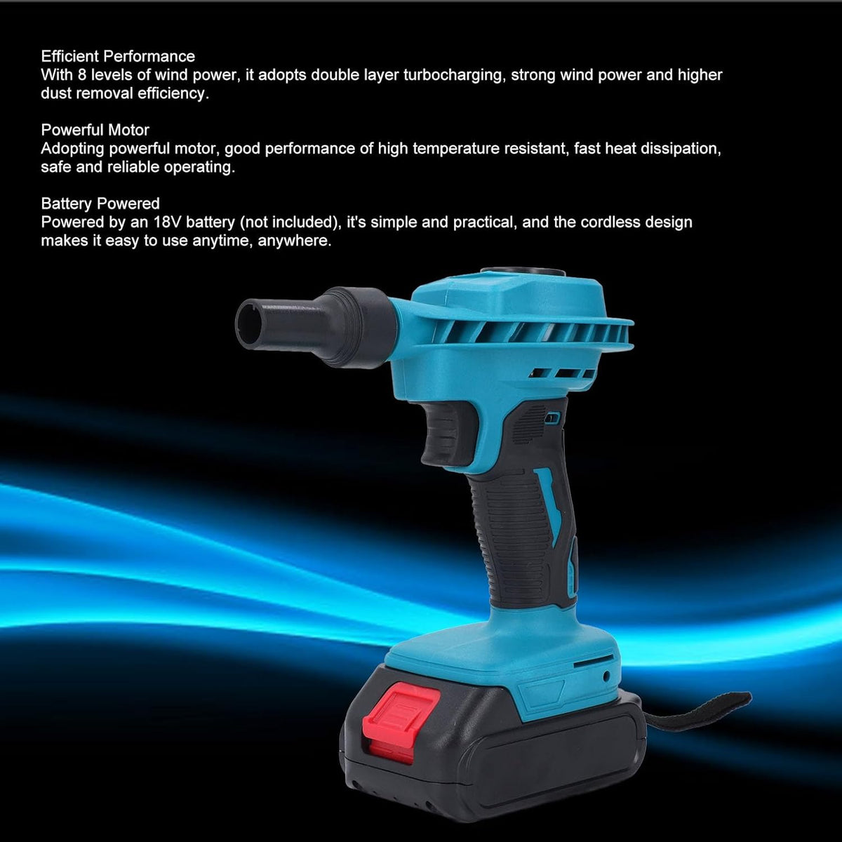 Suflanta portabila cu functie de aspirare, 2 acumulatori 24V, 500W, 200m/s