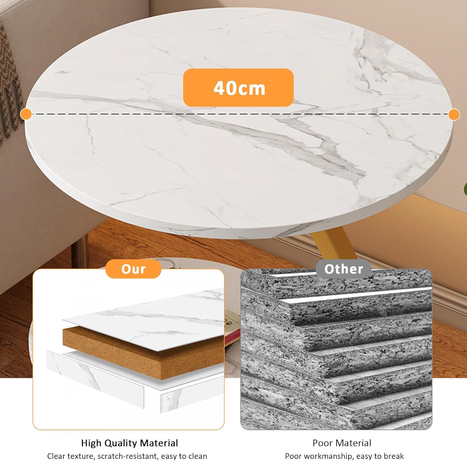 Masuta de cafea pentru living, design nordic, elegant, 62x40cm