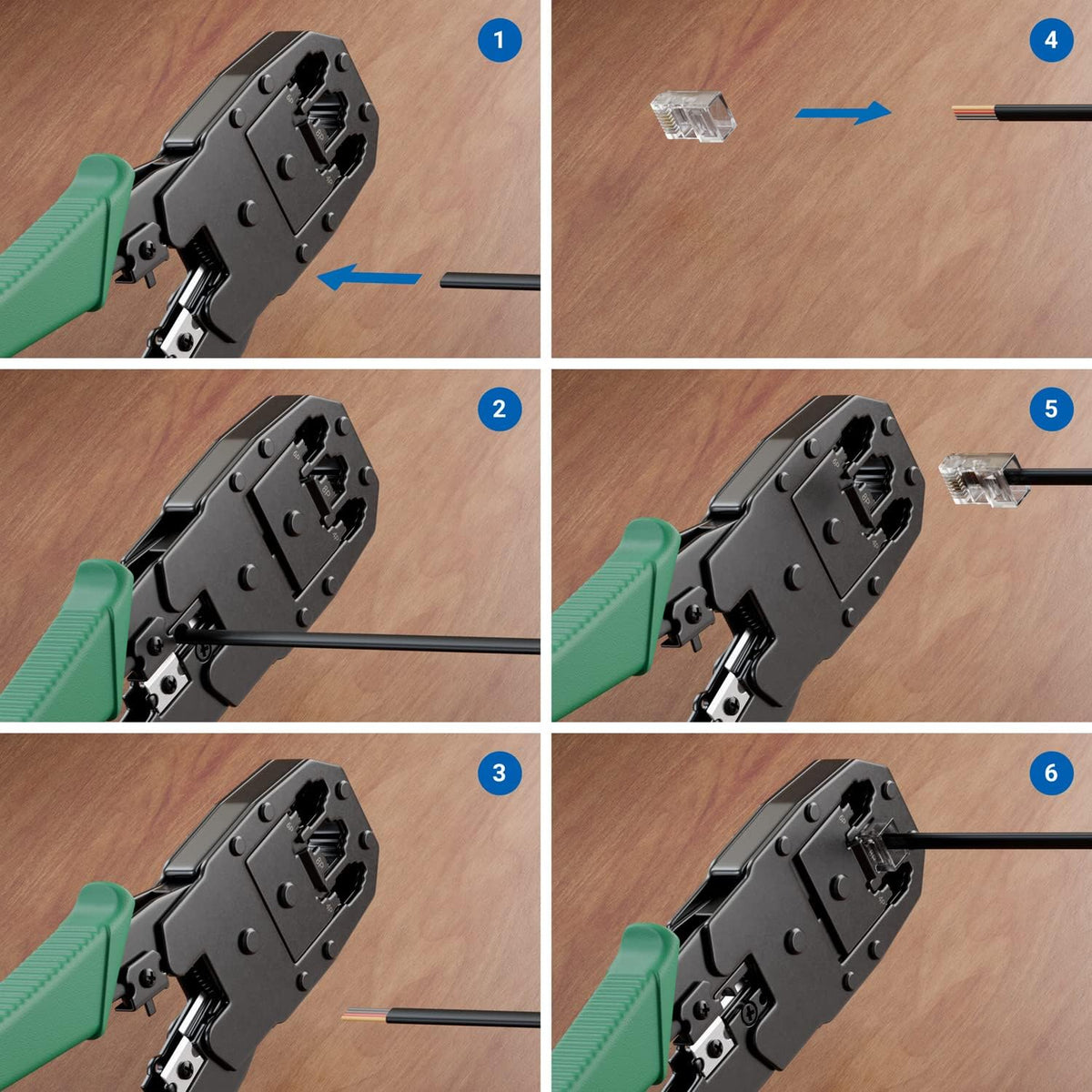 Cleste profesional pentru sertizat mufe RJ45, RJ12, RJ11 – 195 mm
