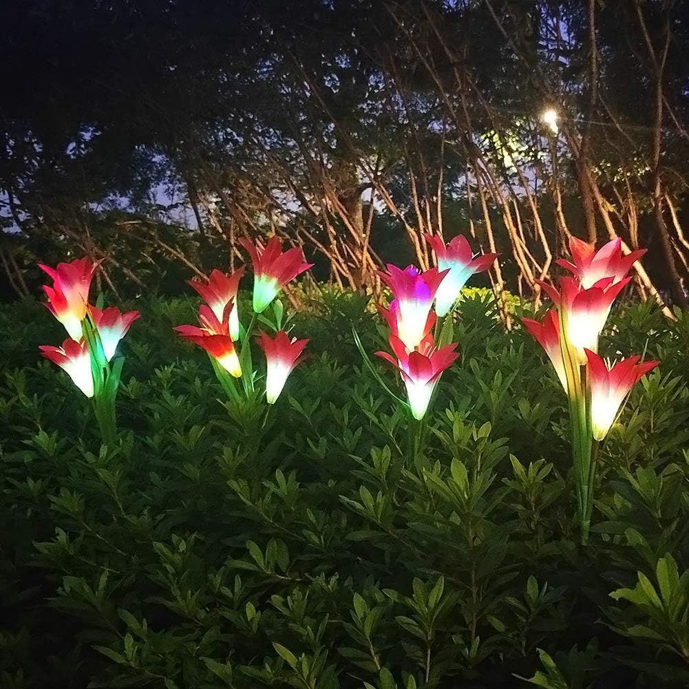 Set 2  lampi solare tip crin 75 cm pentru gradina iluminare decorativa exterior