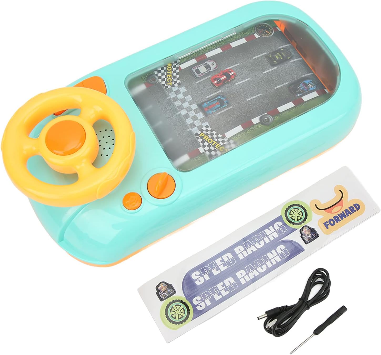 Jucarie Interactiva volan de condus cu circuit curse, sunete si functii, alimentare USB, pentru Copii 3-6 Ani