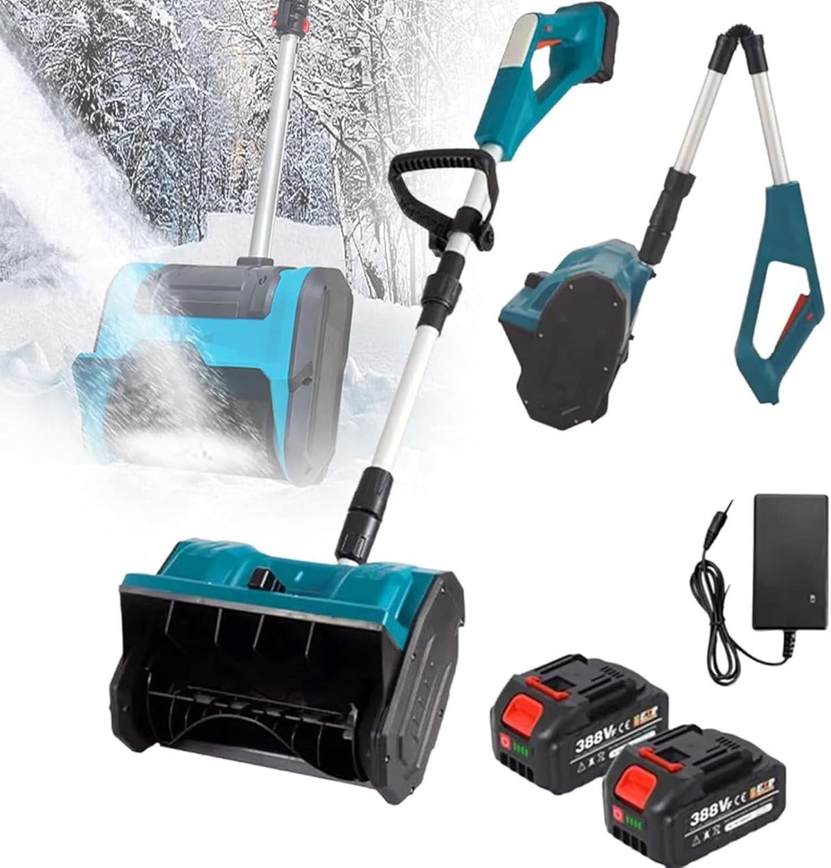 Lopata electrica pentru zapada cu 2 baterii reincarcabile si lame spiralate 3000 rpm