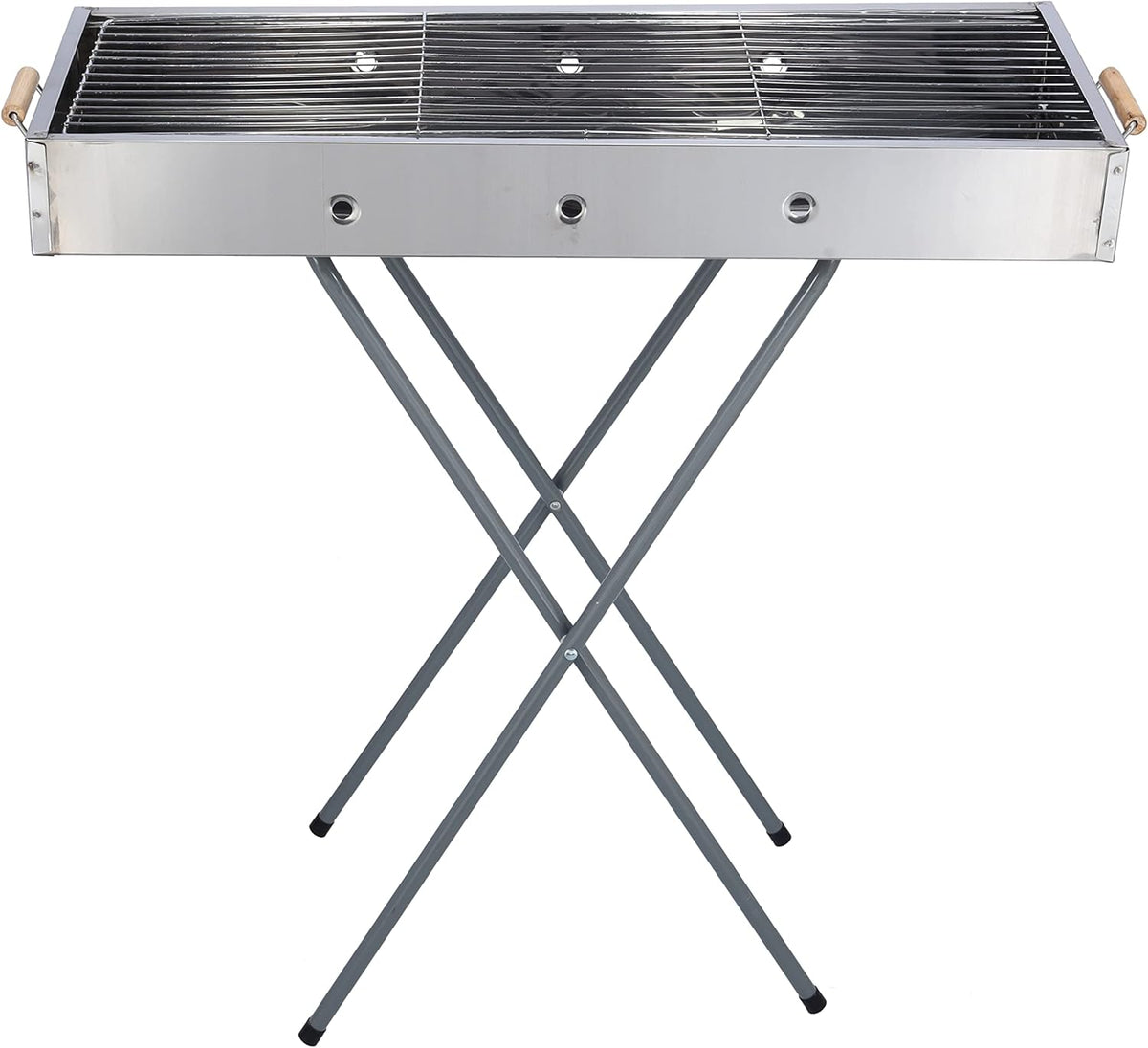 Gratar pliabil portabil  cu maner din lemn, 65x30x67 cm