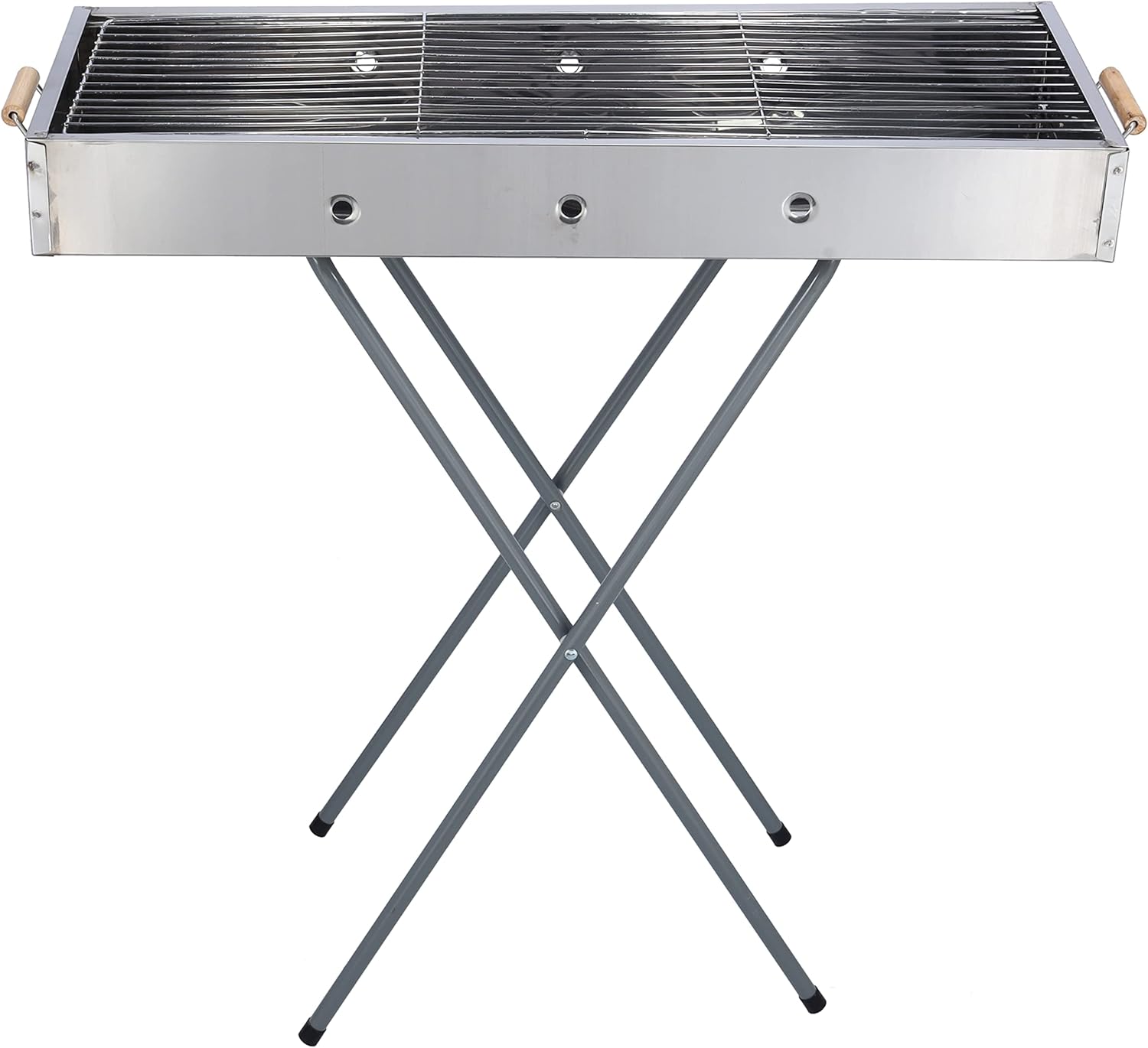 Gratar pliabil portabil  cu maner din lemn, 65x30x67 cm