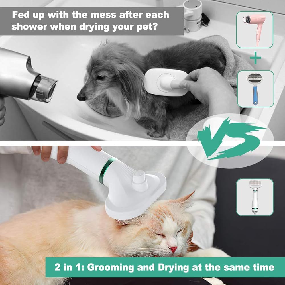 Uscator si perie pentru animale 2 in 1 pentru caini si pisici talie mica si medie