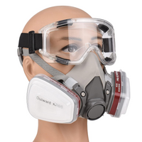 Masca de protectie cu ochelari pentru vopsit, gaze si praf, cu 2 filtre interschimbabile din bumbac KN95 - imagine 3