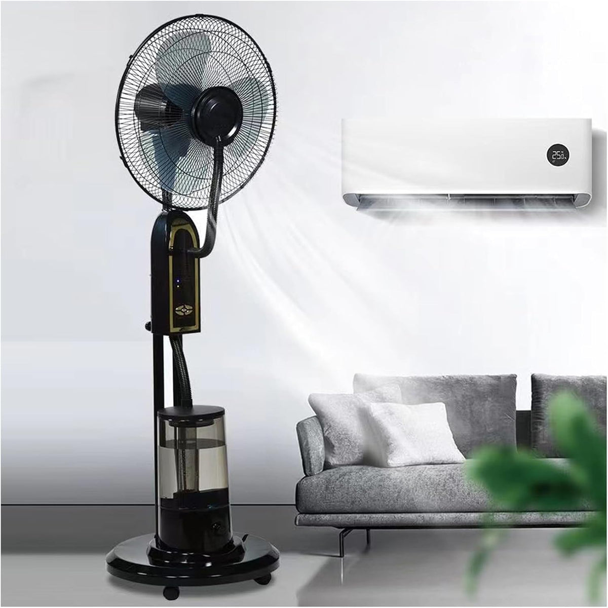 Ventilator electric cu umidificator 4L, telecomanda si motor cupru – 130 cm, 16 inch, 3 viteze