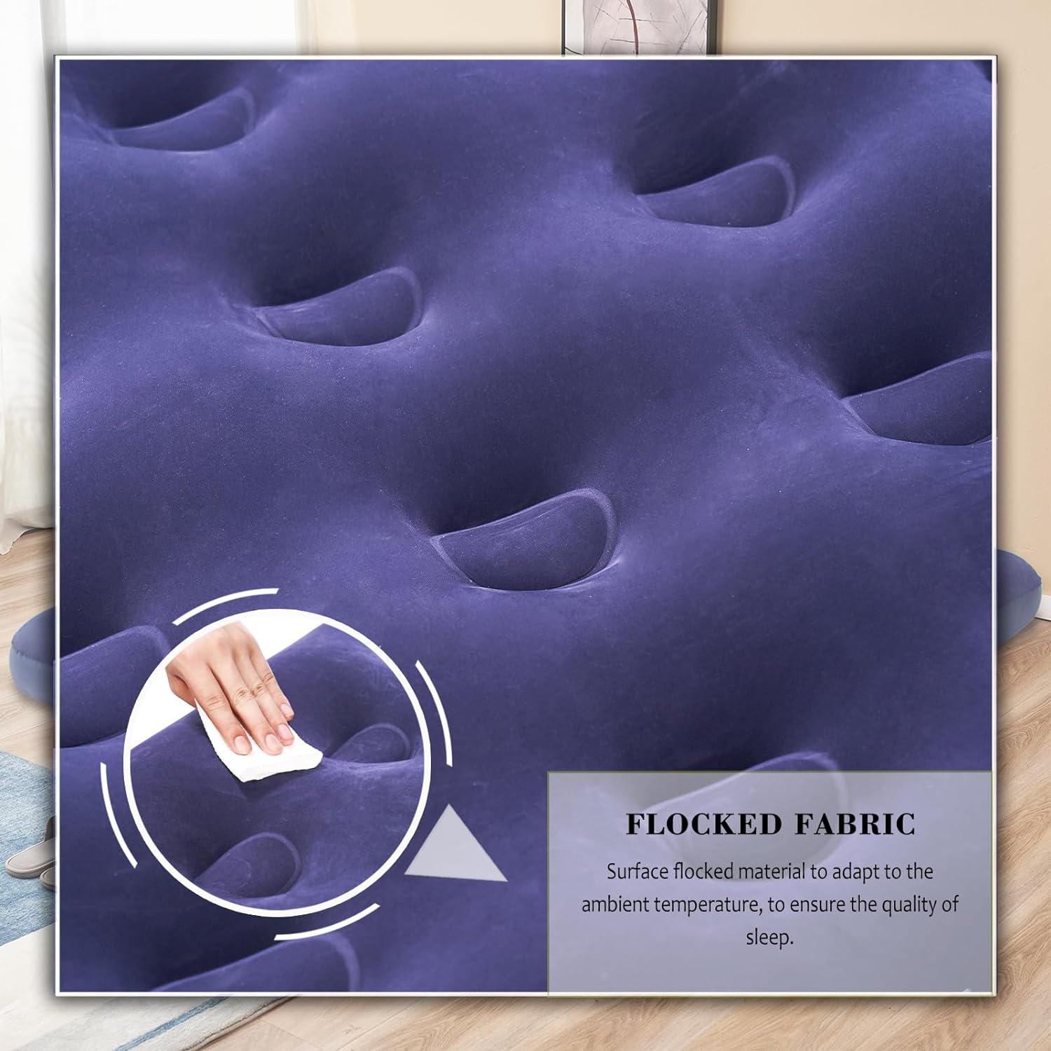 Saltea gonflabila pentru camping, plaja, 1-2 persoane, PVC si catifea