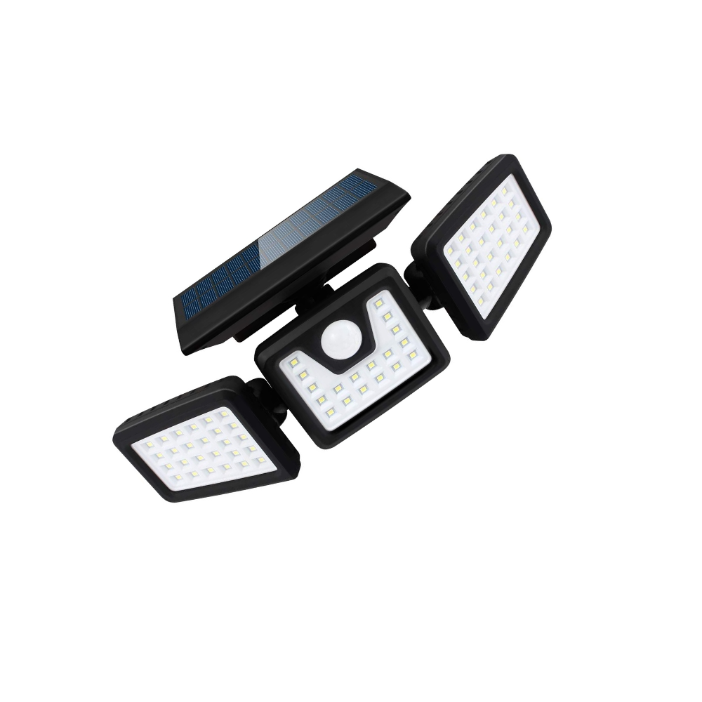 Lampa solara cu 3 capete – 74 LED-uri, 60W, incarcare solara, 3 moduri de iluminare