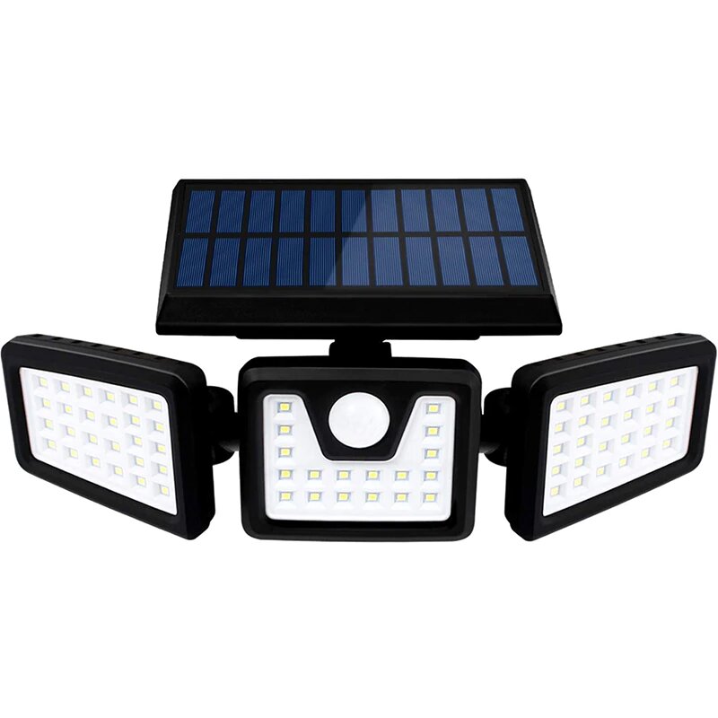 Lampa solara cu 3 capete – 74 LED-uri, 60W, incarcare solara, 3 moduri de iluminare