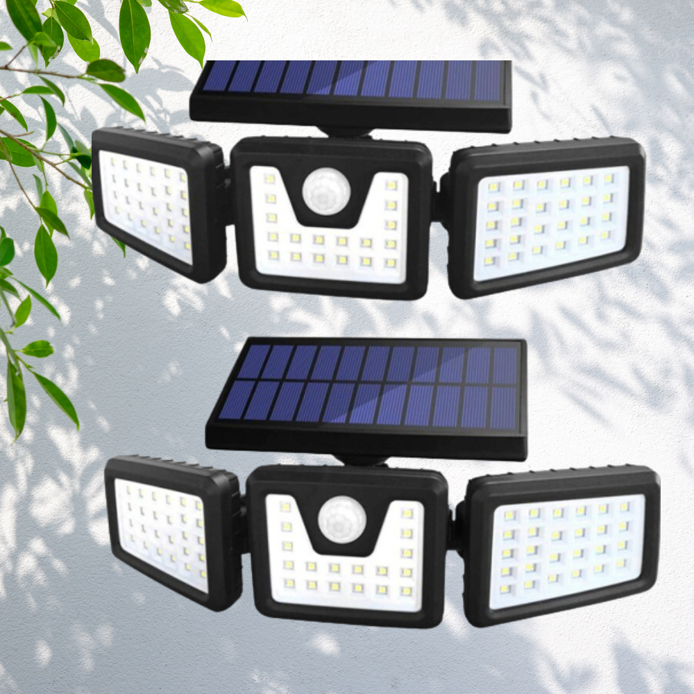 Lampa solara cu 3 capete – 74 LED-uri, 60W, incarcare solara, 3 moduri de iluminare