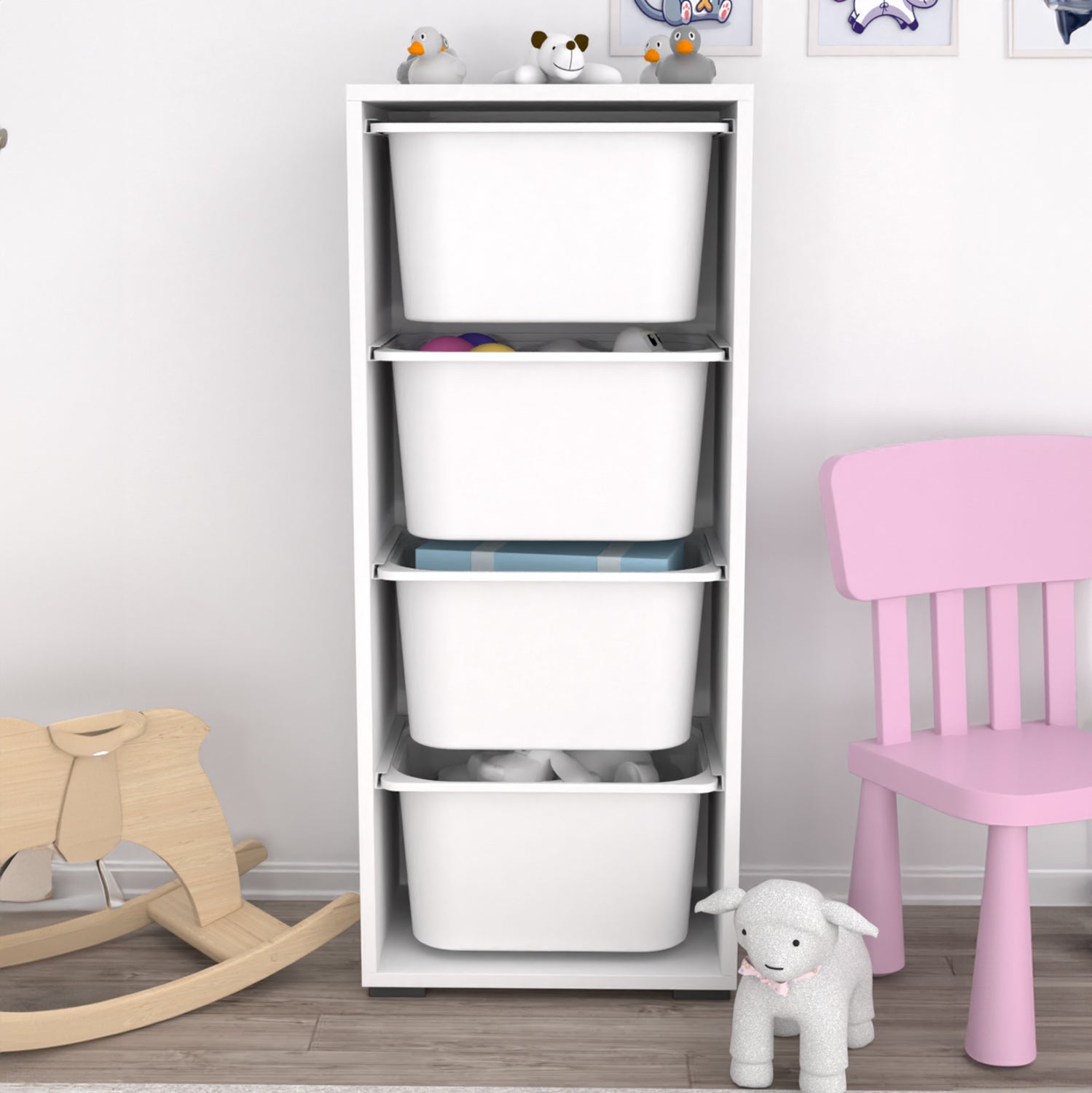 Organizator de depozitare cu 4 cosuri 45.3 x 29.7 x 116.3 cm