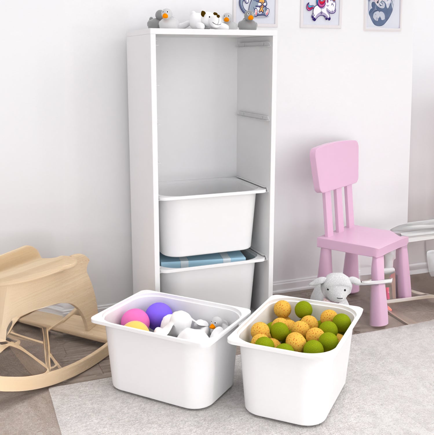 Organizator de depozitare cu 4 cosuri 45.3 x 29.7 x 116.3 cm