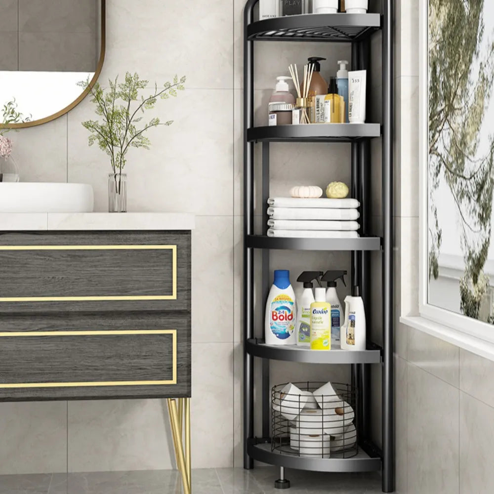 Etajera metalica pliabila pentru colt, 5 niveluri, 157x51x51cm