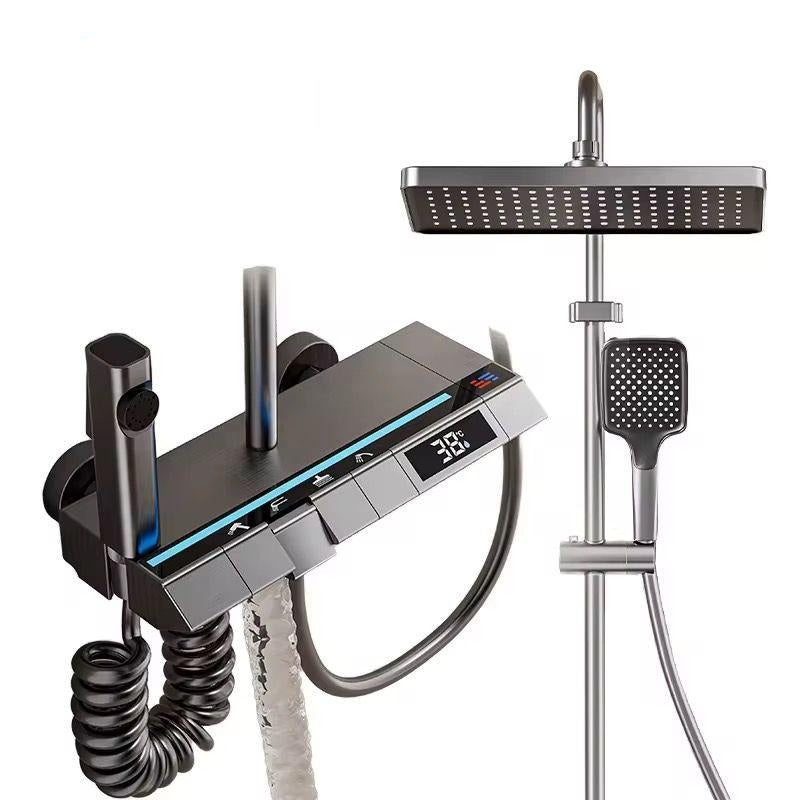 Set coloana de Dus cu para dreptunghiulara, Display LED, comenzi piano, 4 funcții curgere apa, Rotatie 360°, Pulverizare cu aer, robinet ascuns, fara conectare electrica
