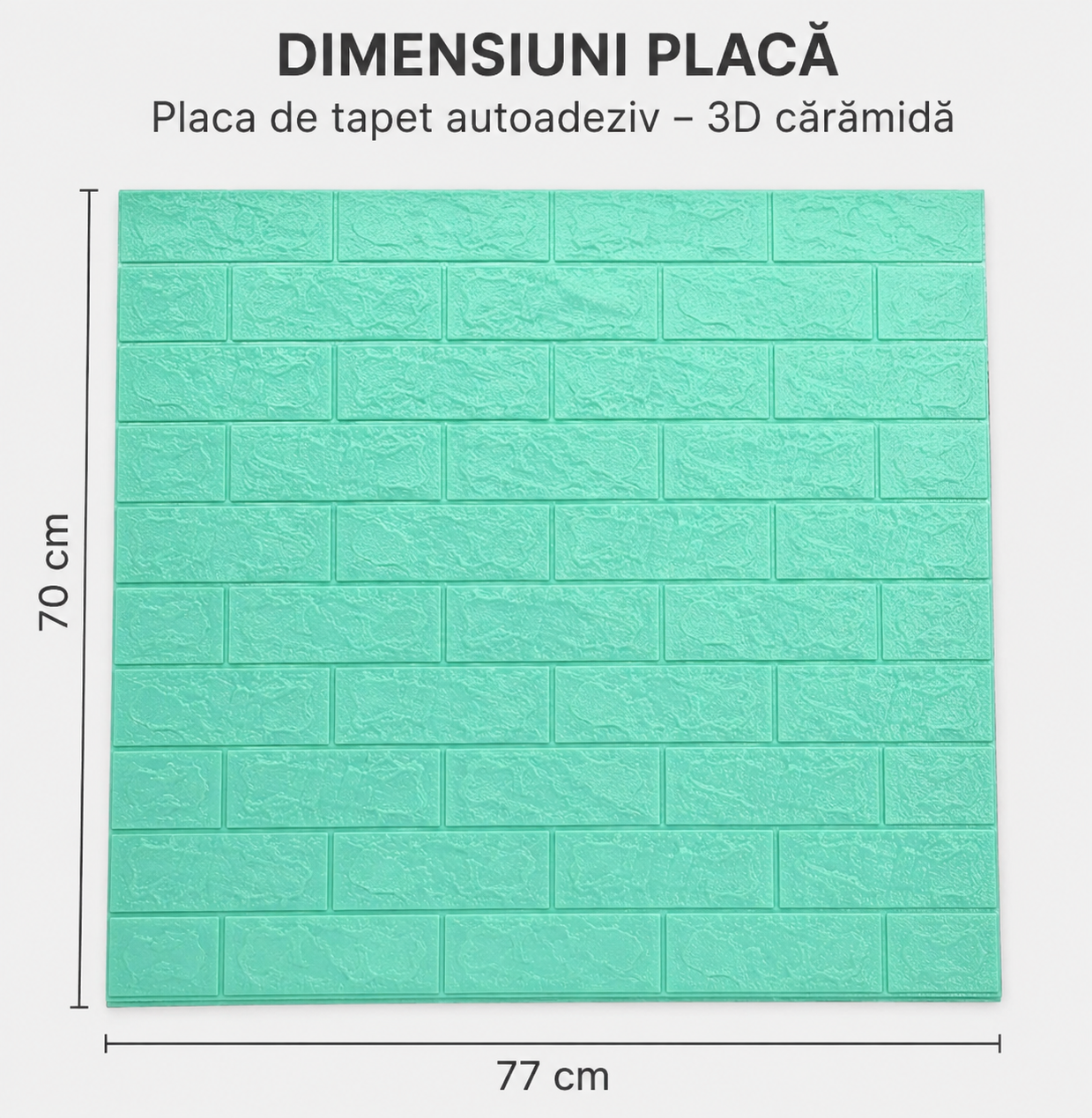 Tapet 3D Caramida Turcoaz Auto-Adeziv pentru Interior 70x77cm Decorativ - detaliu produs