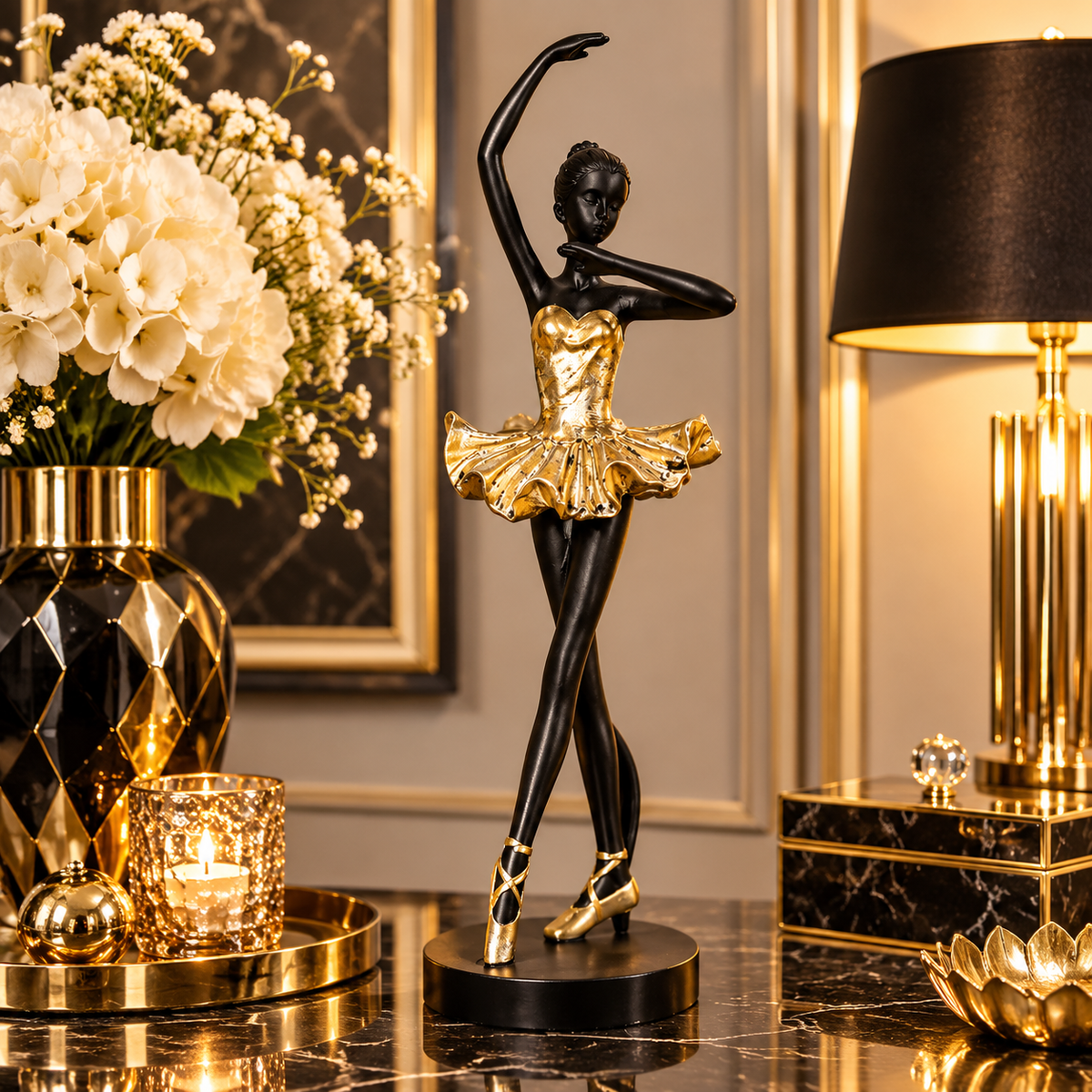 Statuetă Decorativă Balerină, Rășină Finisată – 23 × 8 cm - detaliu produs