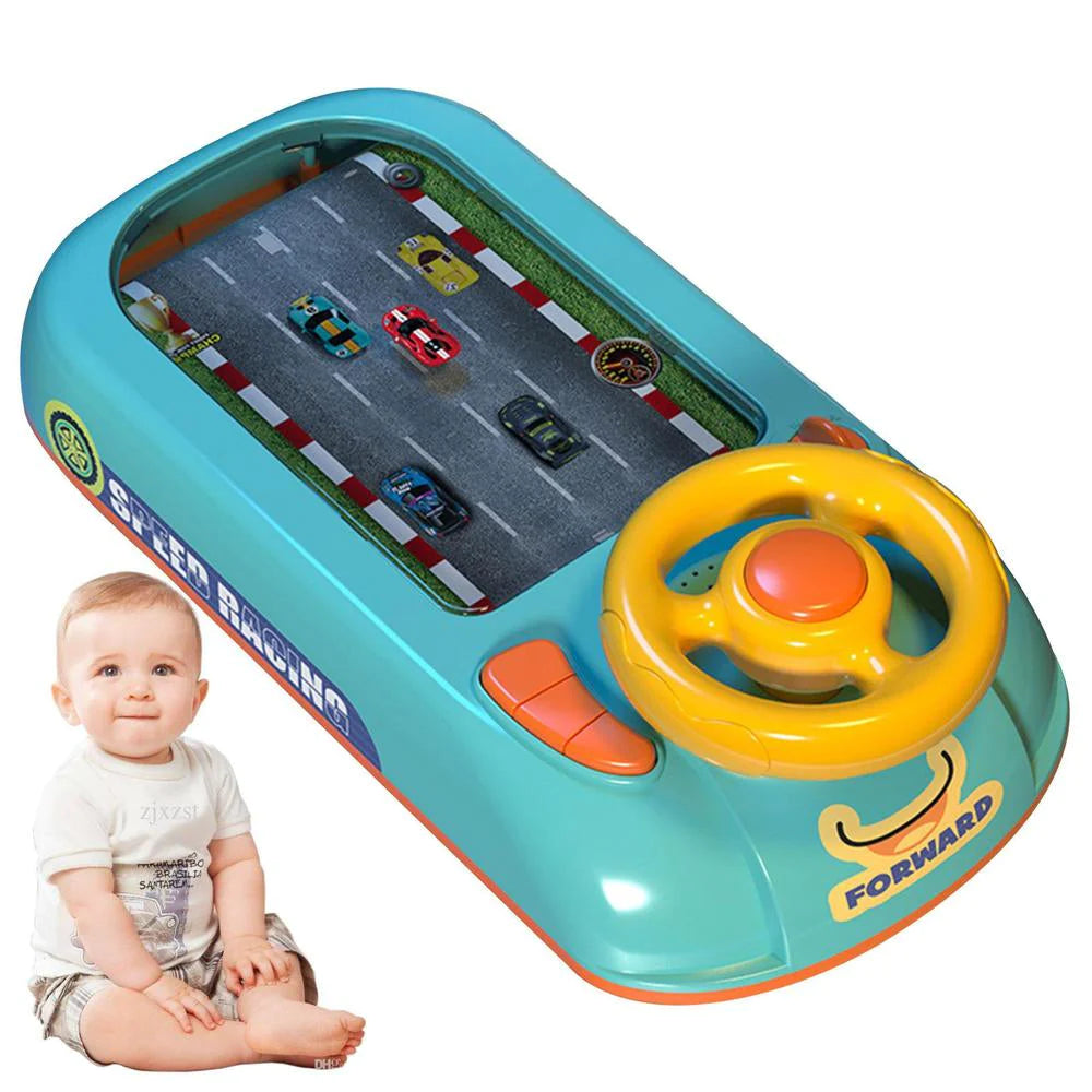 Jucarie Interactiva volan de condus cu circuit curse, sunete si functii, alimentare USB, pentru Copii 3-6 Ani