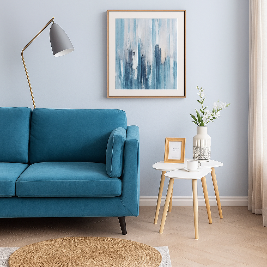 Set 2 masute de cafea stil nordic, design modern, MDF si lemn , alb si natural