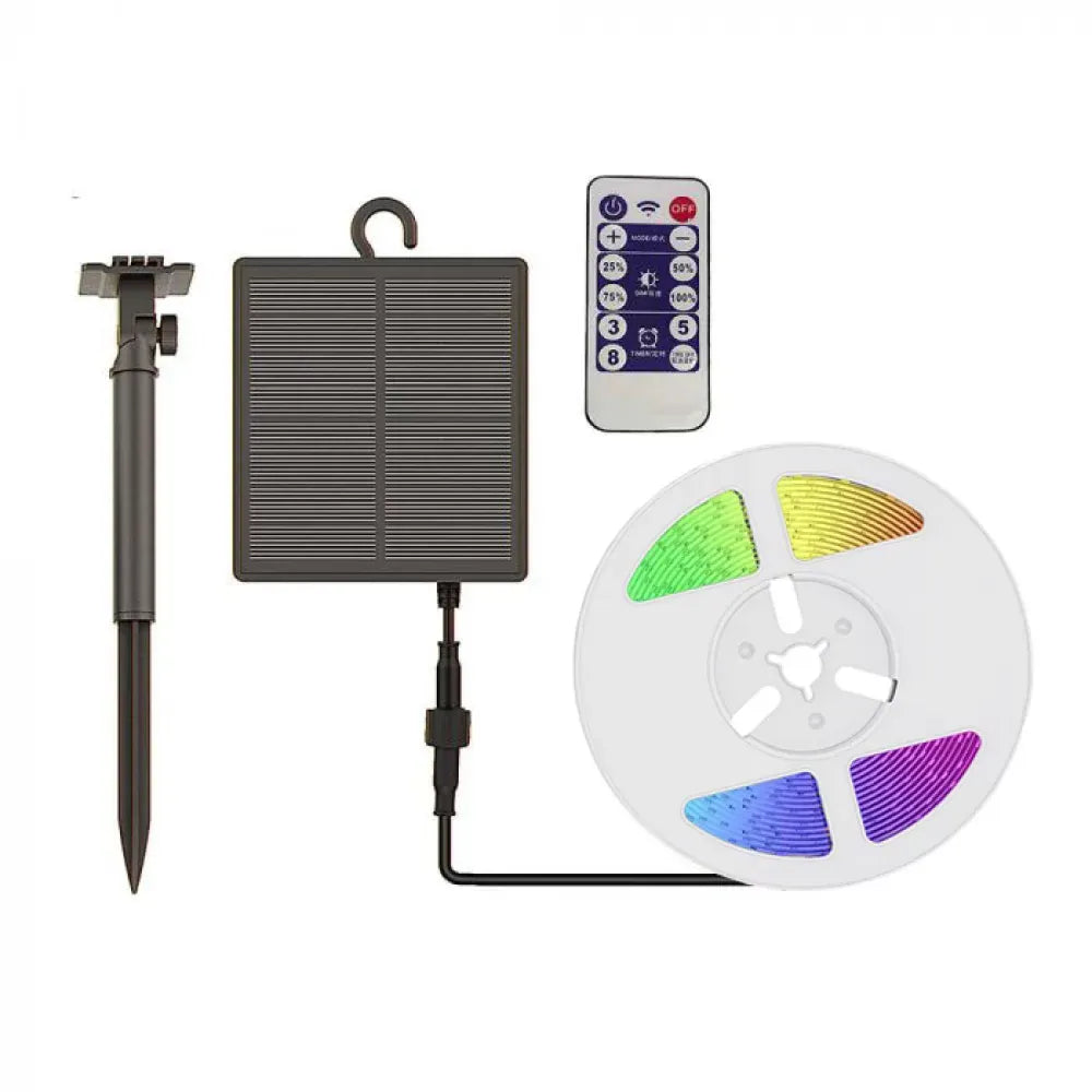 Set Banda LED RGB 60 LED/m cu Panou Solar Rola 5 Metri Iluminare Decorativa - detaliu produs