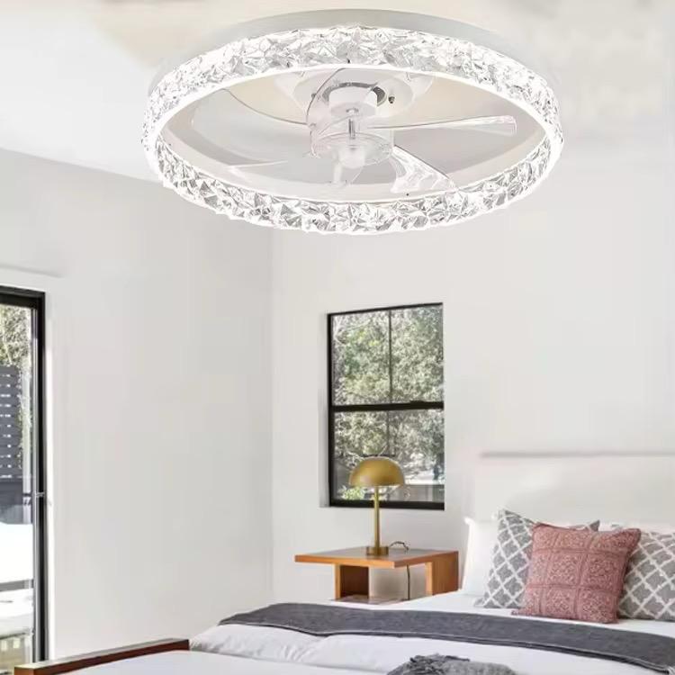 Lustra LED cu Ventilator Alba Rotunda Minimalist Design Modern - detaliu produs