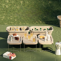 Lighean pliabil 2 in 1 cu masuta picnic, 8 L, 45 x 28.5 x 23.5/9.5 cm, bej - imagine 5