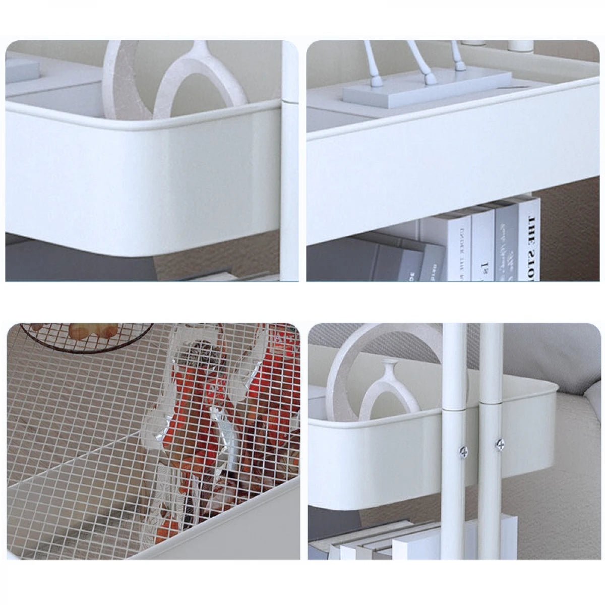 Raft portabil cu 3 nivele – cu cosuri metalice si roti rotative 360°