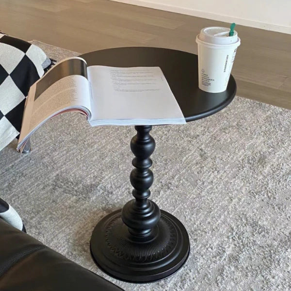 Masuta de cafea retro, fier, pentru living, dormitor sau balcon 52 x 38 cm, negru