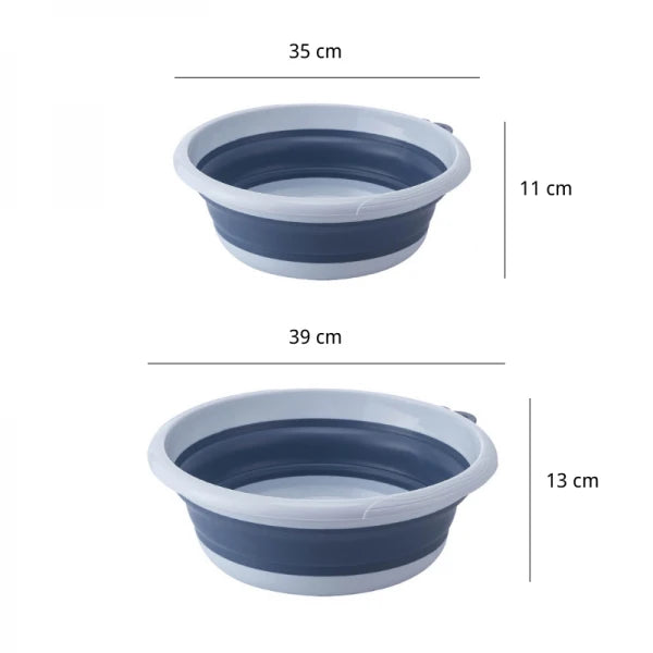 Set 2 ligheane pliabile (6L + 4L) cu suport autoadeziv pentru baie, voiaj, bebelus, compact, 39/35 cm