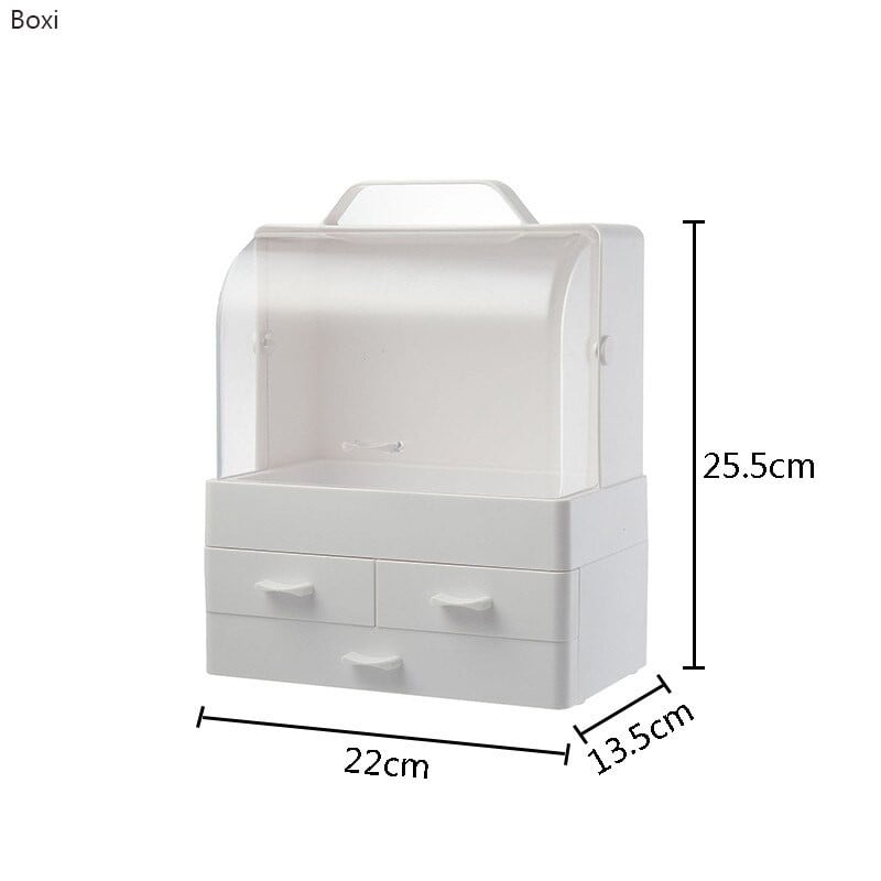 Organizator Cosmetice cu Capac Glisant Transparent si 3 Sertare