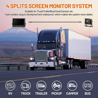 Kit marsarier cu 4 camere AHD si display IPS de 9", camioane, autocare, bus-uri 12V-24V