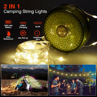 Ghirlanda luminoasa camping, lanterna si functie de baterie externa, LED, reincarcabila USB, portabila, 8 moduri de
