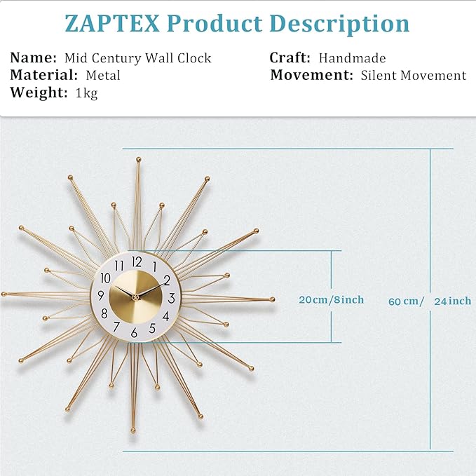 Ceas elegant de perete, cu design modern si elemente nautice, mecanism silentios si finisaj metalic elegant