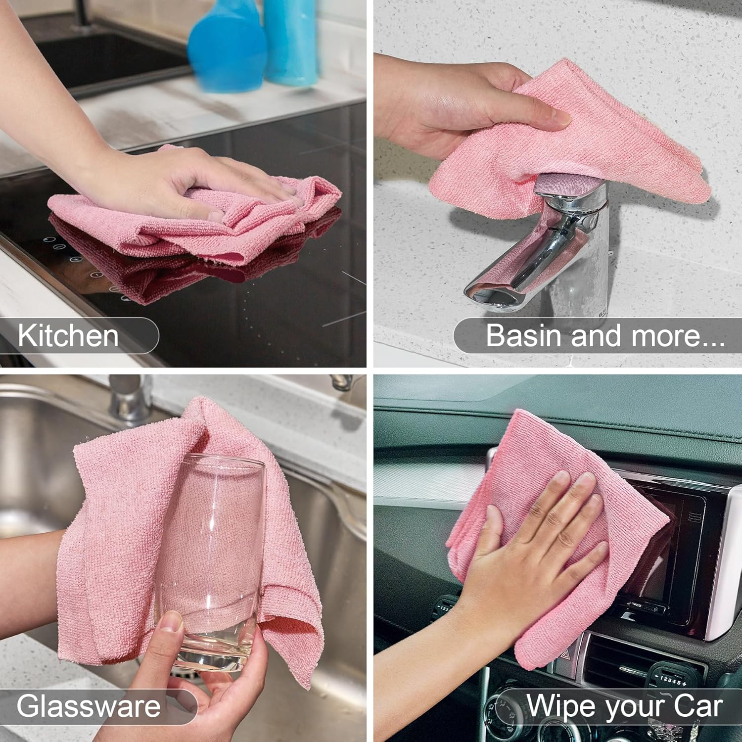 Set 30 servetele reutilizabile multifunctionale 30x30 cm cu suport