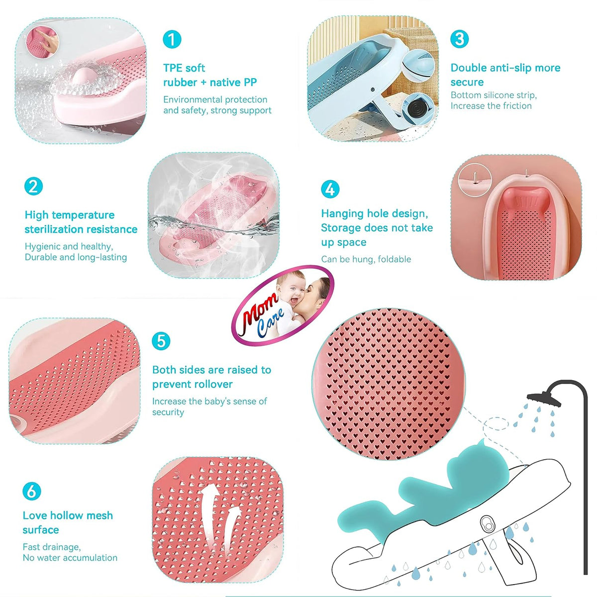 Suport de baie reglabil pentru bebelusi