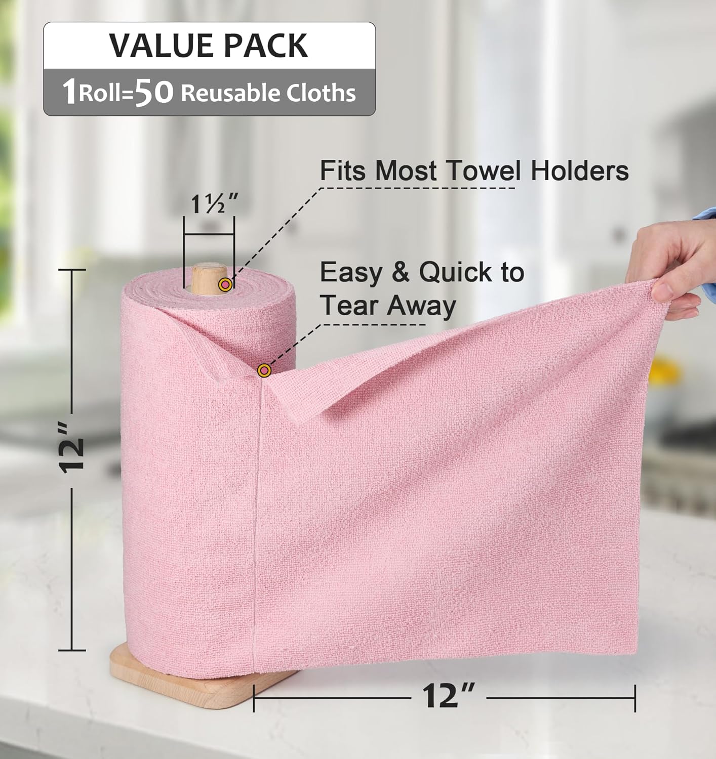 Set 30 servetele reutilizabile multifunctionale 30x30 cm cu suport