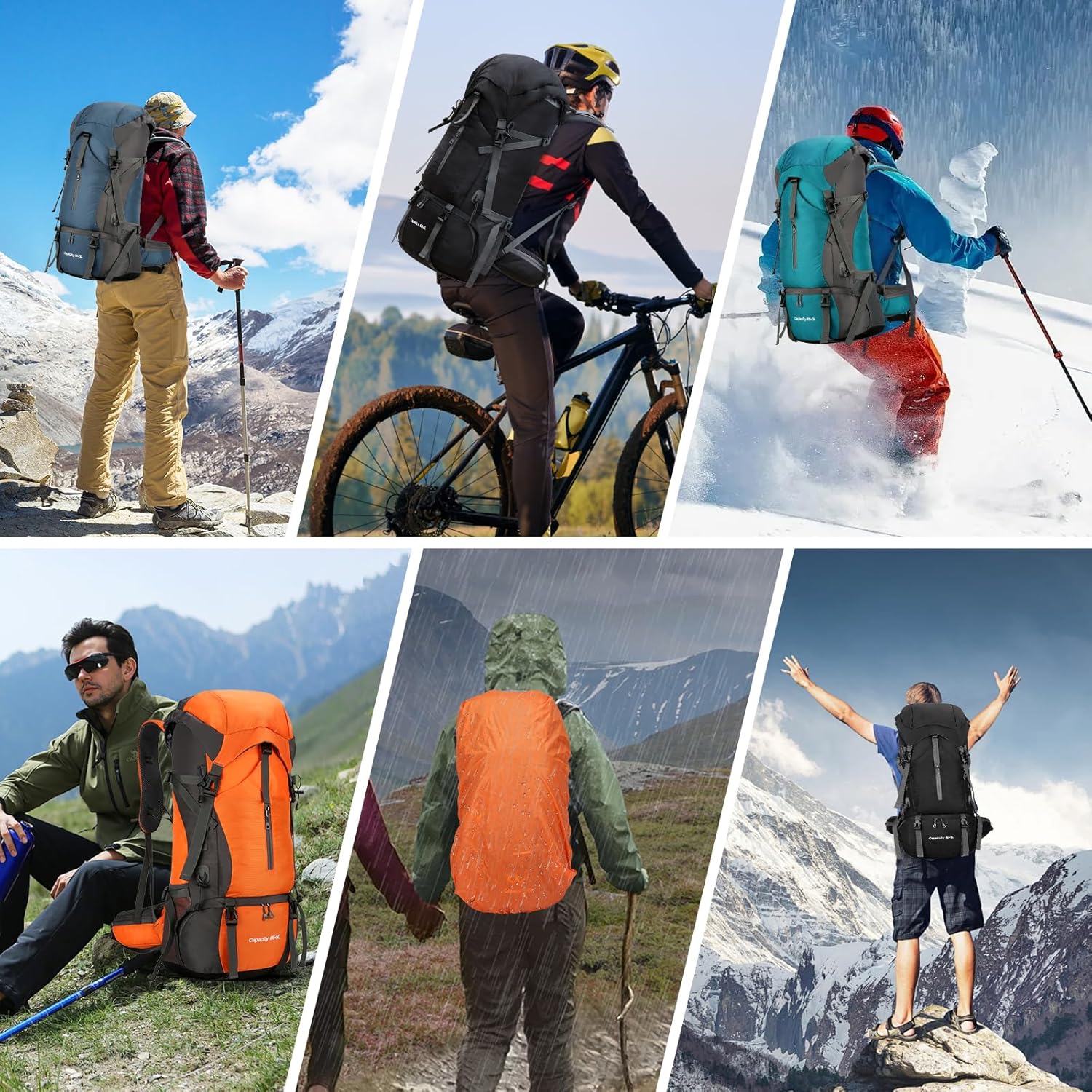 Rucsac drumetie 70L cu husa ploaie si sistem prindere echipament 70x32x23 cm