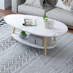 RESIGILAT - Masuta cafea ovala pentru sufragerie, din lemn MDF, 3 picioare