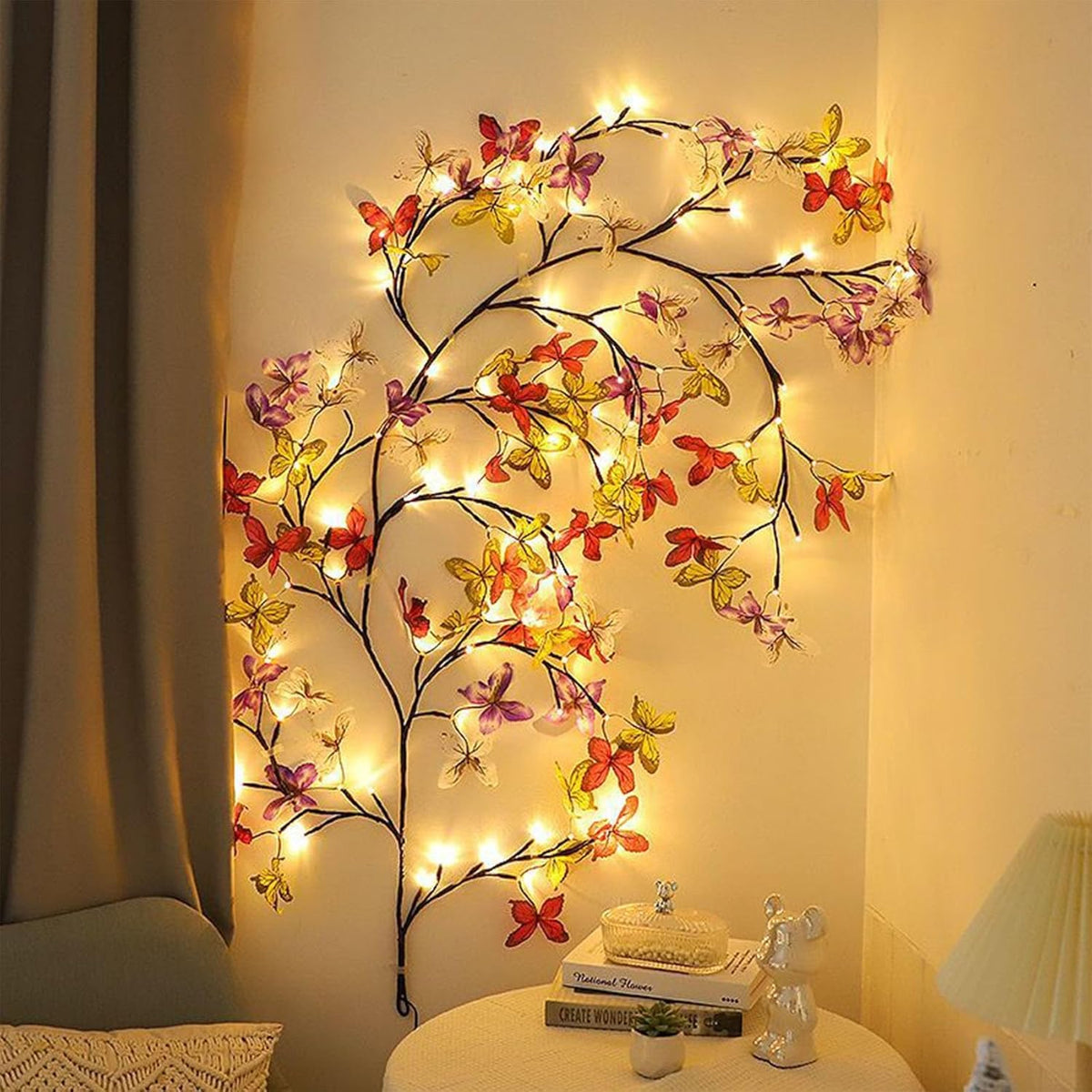 Ghirlanda luminoasa decorativa cu ramuri flexibile – 1.6 m, 72 LED-uri, telecomanda si alimentare USB